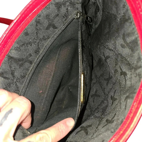 Vintage Paloma Picasso RED Leather X Gold Logo Shoulder Bag - Picture 7 of 9